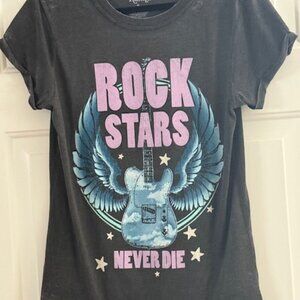 Recycled Karma Tee, Rock stars never die burnout dark grey